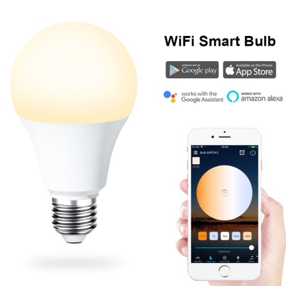 SS WFB CCT 6.5W smart A19 A60 A75 led bulb wifi color changing