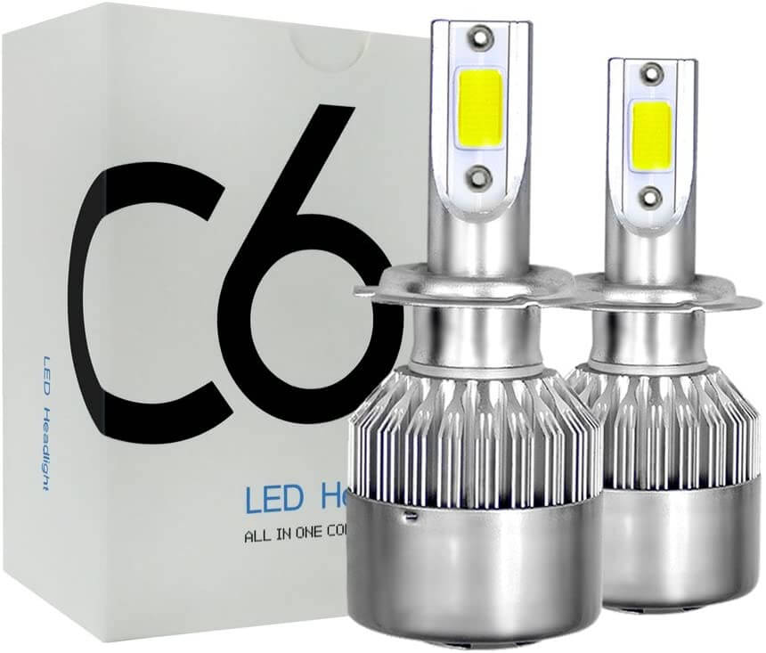 C6 LED H7 headlight bulbs COB 3