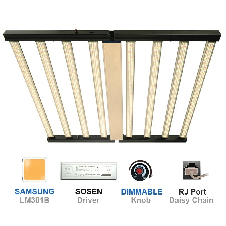 SF6400P 640W Full Spectrum Foldable Dimmable LED Grow Light With Samsung LED LM301B For Indoor Medicinal Plant 8 Bars