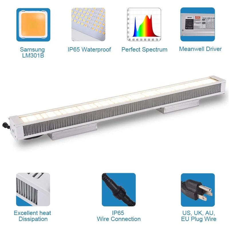 Greenhouse horticulture 640w lm301h lm301b linear grow spectrum bar Toplighting hydroponic led grow light 3
